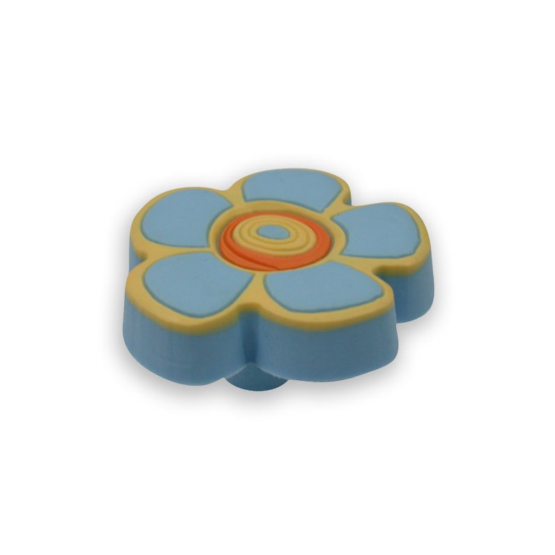 Buton mobila copii floare bleu