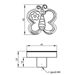 Buton mobila fluture galben